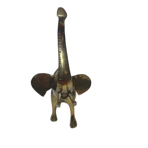 Vintage Brass Elephant Sculpture Figurine Trunk Raised - Picture 2 of 7